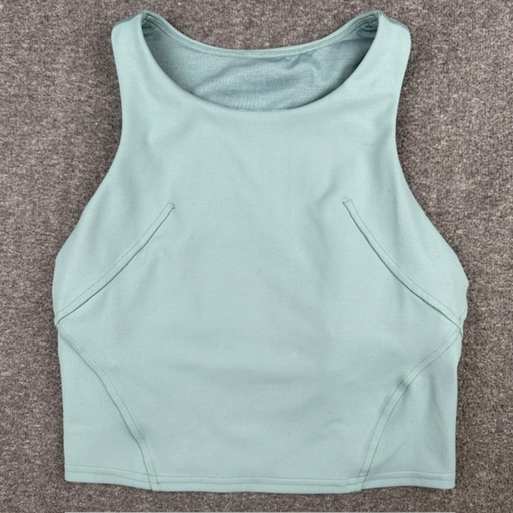 Lululemon Invigorate Training Tank Top High Neck Shelf Bra Mint Green Size 6
